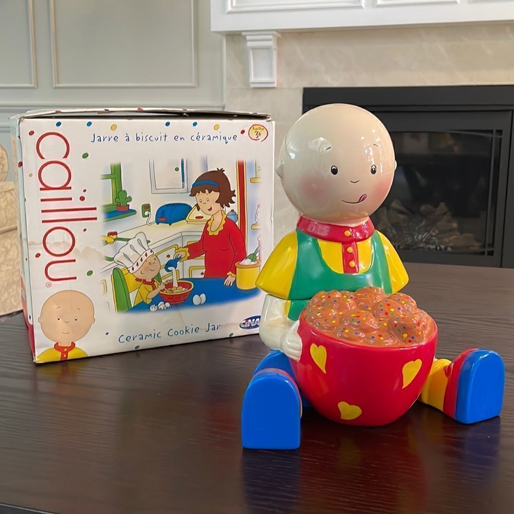 Caillou Ceramic Cookie Jar Excellent Condition Discontinued Primary Colours 11” - Picture 1 of 11